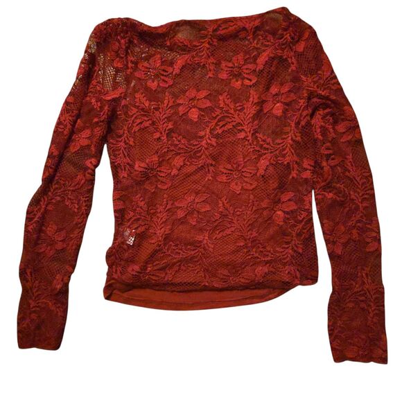 NWT Dylan Ryan M Floral Lace Top LINED Red Sexy Siren Whimsigoth Fairy Grunge - Picture 2 of 10